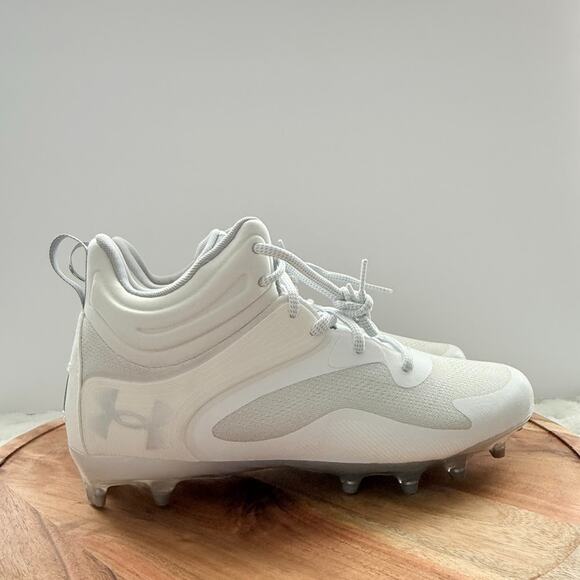 Under Armour Command MC Mid Lacrosse Cleats White/Gray 302563-100 Size 10.5 NEW - Picture 3 of 9